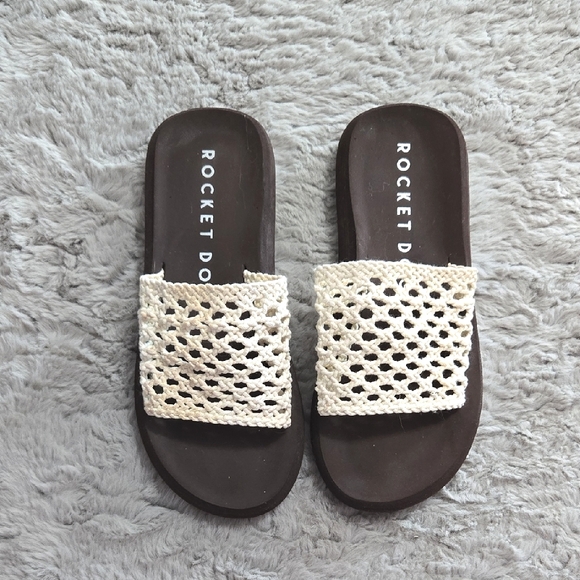 Rocket Dog Shoes - Rocket Dog Cream knit summer slides sandals